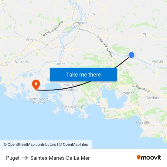 Puget to Saintes-Maries-De-La-Mer map