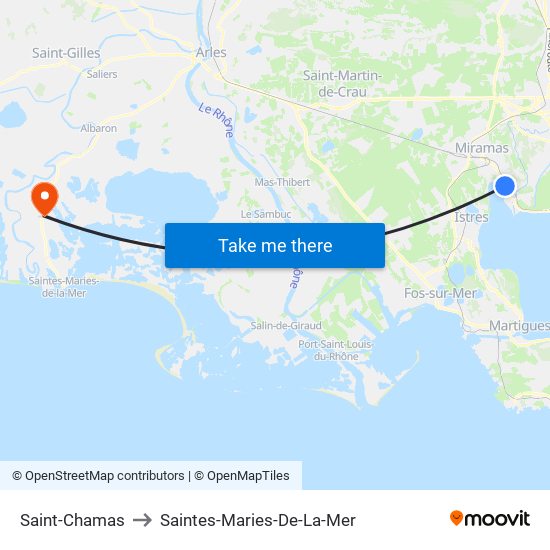 Saint-Chamas to Saintes-Maries-De-La-Mer map