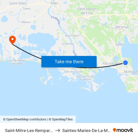 Saint-Mitre-Les-Remparts to Saintes-Maries-De-La-Mer map