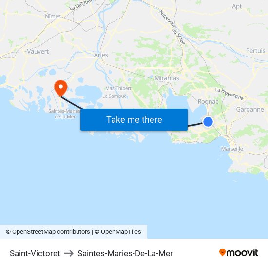 Saint-Victoret to Saintes-Maries-De-La-Mer map