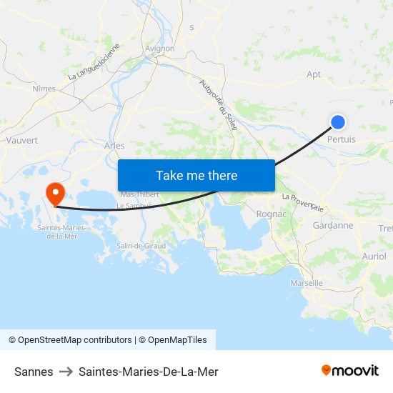 Sannes to Saintes-Maries-De-La-Mer map