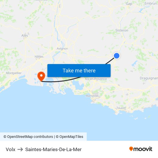 Volx to Saintes-Maries-De-La-Mer map