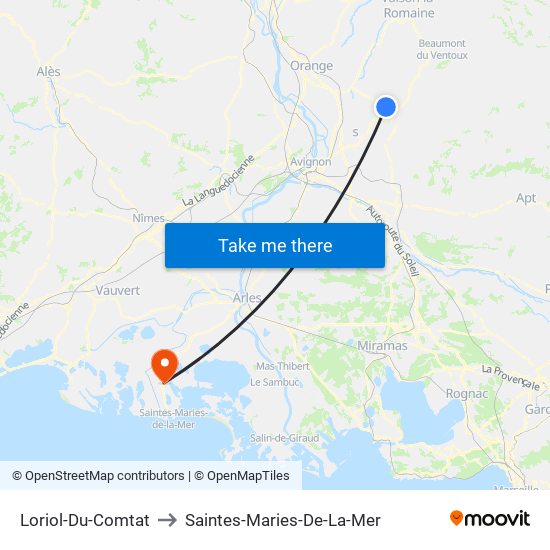 Loriol-Du-Comtat to Saintes-Maries-De-La-Mer map