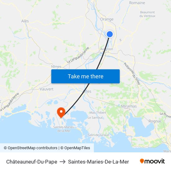 Châteauneuf-Du-Pape to Saintes-Maries-De-La-Mer map