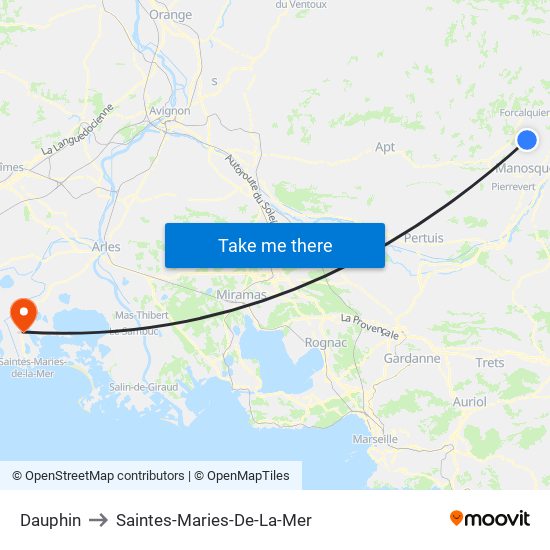 Dauphin to Saintes-Maries-De-La-Mer map