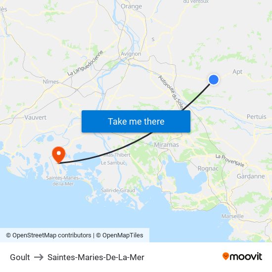 Goult to Saintes-Maries-De-La-Mer map