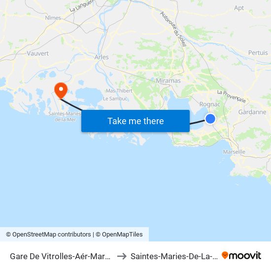 Gare De Vitrolles-Aér-Marseille to Saintes-Maries-De-La-Mer map
