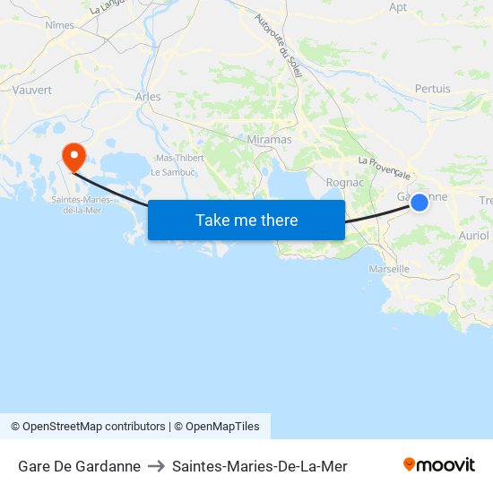 Gare De Gardanne to Saintes-Maries-De-La-Mer map