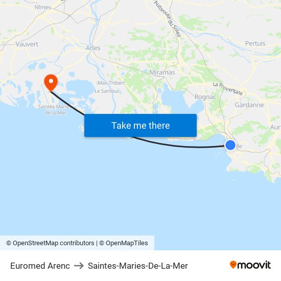 Euromed Arenc to Saintes-Maries-De-La-Mer map