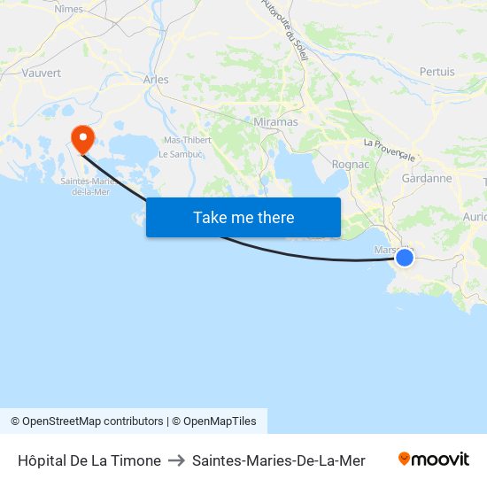 Hôpital De La Timone to Saintes-Maries-De-La-Mer map