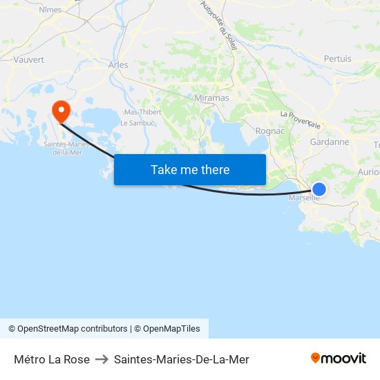 Métro La Rose to Saintes-Maries-De-La-Mer map