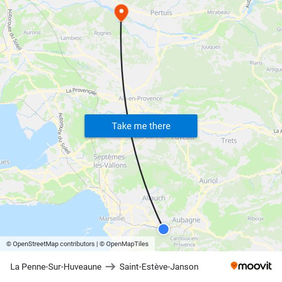 La Penne-Sur-Huveaune to Saint-Estève-Janson map