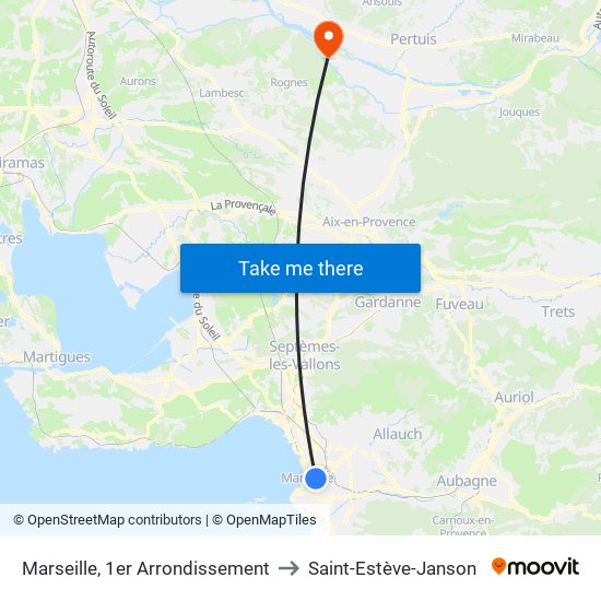 Marseille, 1er Arrondissement to Saint-Estève-Janson map