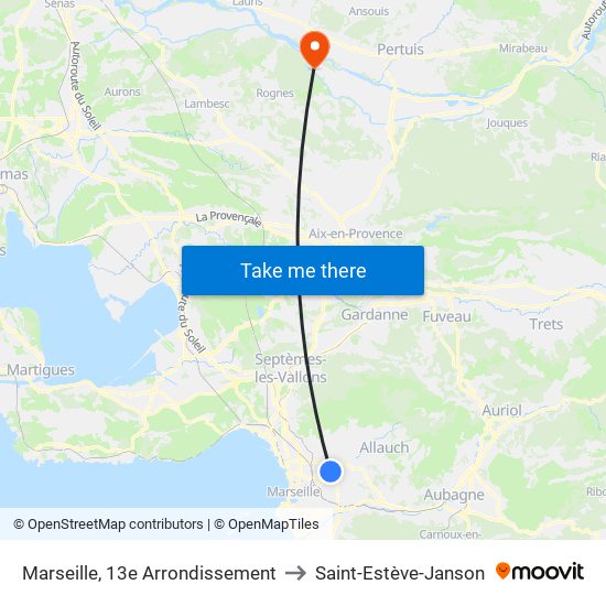 Marseille, 13e Arrondissement to Saint-Estève-Janson map