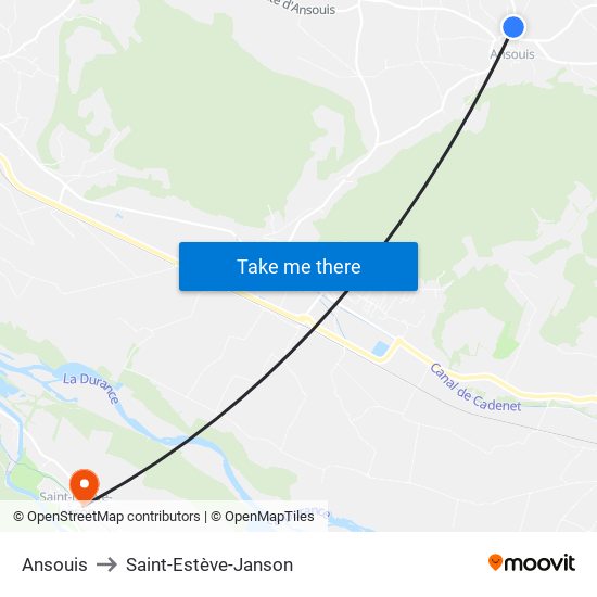 Ansouis to Saint-Estève-Janson map