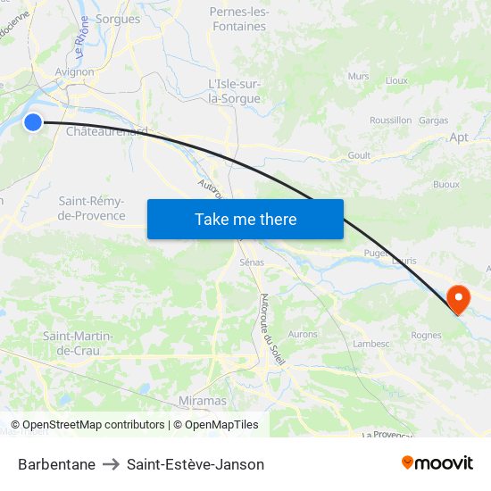 Barbentane to Saint-Estève-Janson map