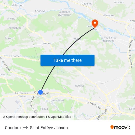 Coudoux to Saint-Estève-Janson map