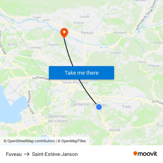 Fuveau to Saint-Estève-Janson map