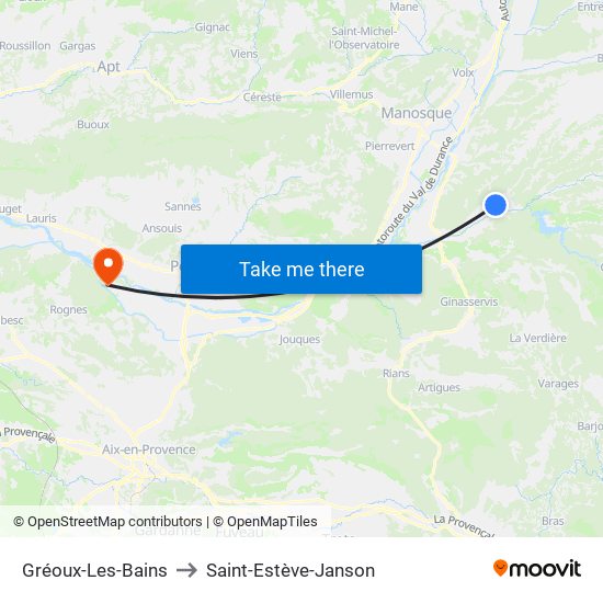 Gréoux-Les-Bains to Saint-Estève-Janson map