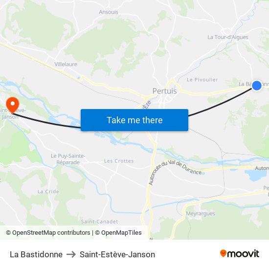 La Bastidonne to Saint-Estève-Janson map