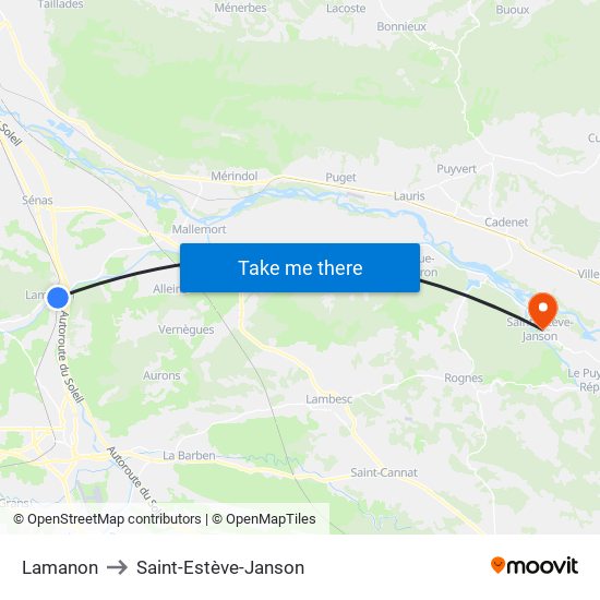 Lamanon to Saint-Estève-Janson map