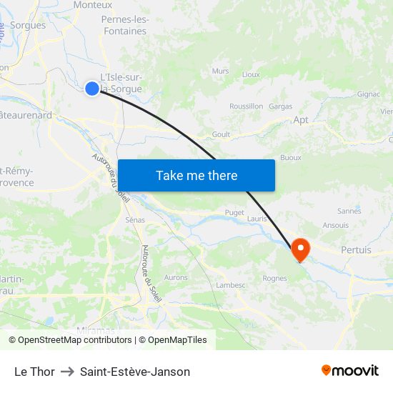 Le Thor to Saint-Estève-Janson map