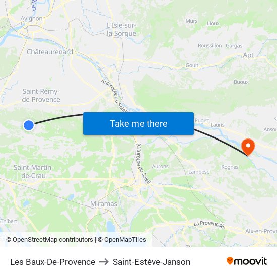 Les Baux-De-Provence to Saint-Estève-Janson map