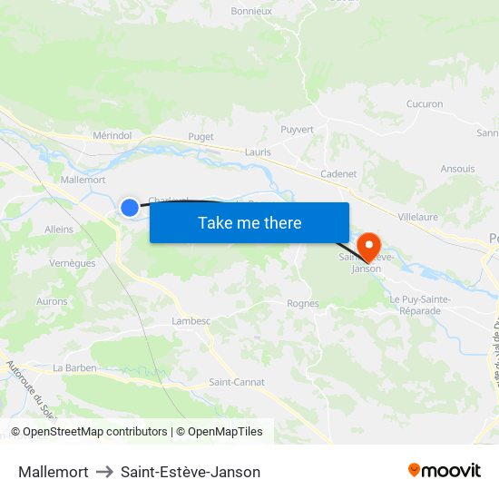 Mallemort to Saint-Estève-Janson map