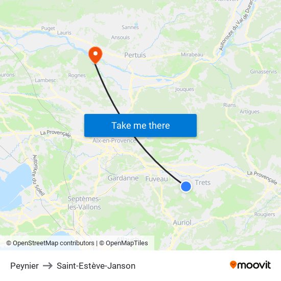 Peynier to Saint-Estève-Janson map