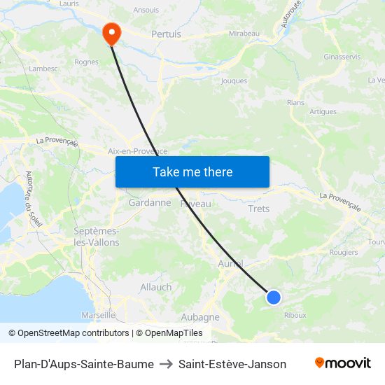 Plan-D'Aups-Sainte-Baume to Saint-Estève-Janson map