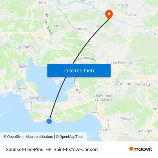 Sausset-Les-Pins to Saint-Estève-Janson map