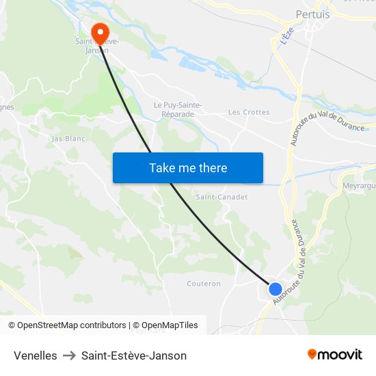 Venelles to Saint-Estève-Janson map