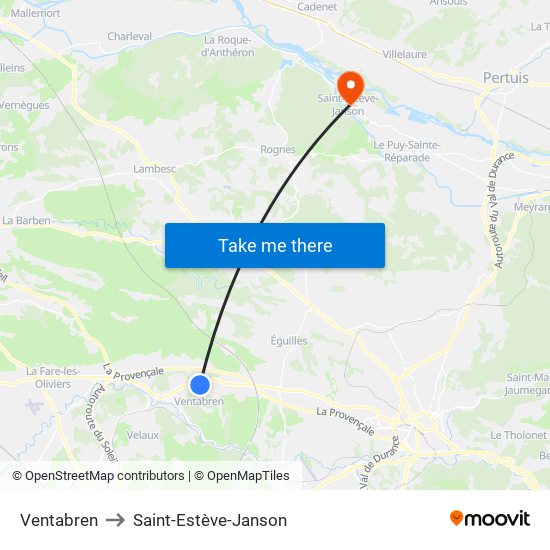 Ventabren to Saint-Estève-Janson map