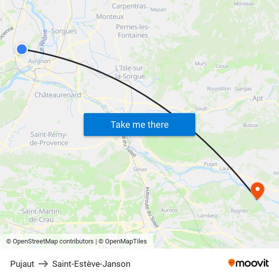 Pujaut to Saint-Estève-Janson map