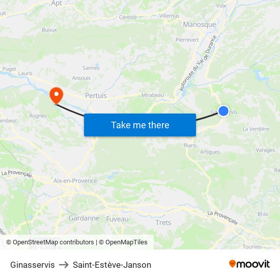 Ginasservis to Saint-Estève-Janson map