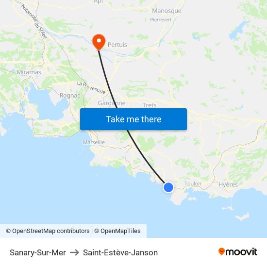 Sanary-Sur-Mer to Saint-Estève-Janson map