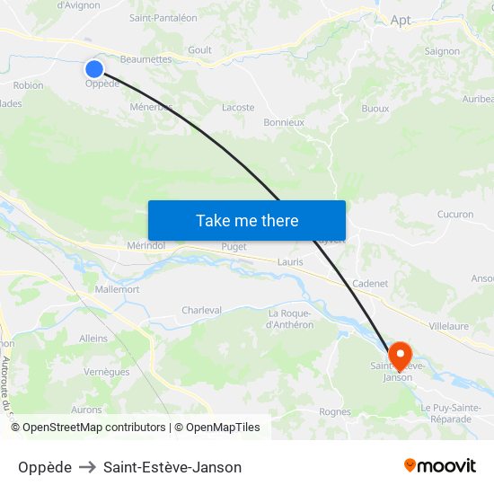 Oppède to Saint-Estève-Janson map