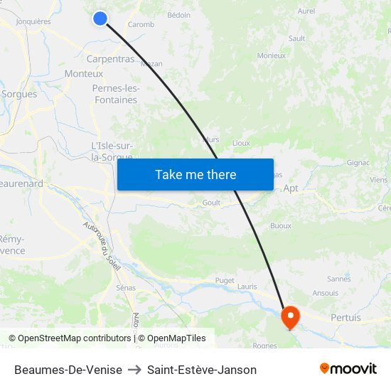 Beaumes-De-Venise to Saint-Estève-Janson map