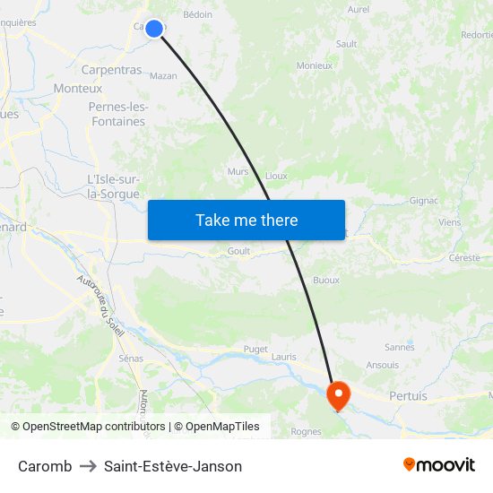 Caromb to Saint-Estève-Janson map