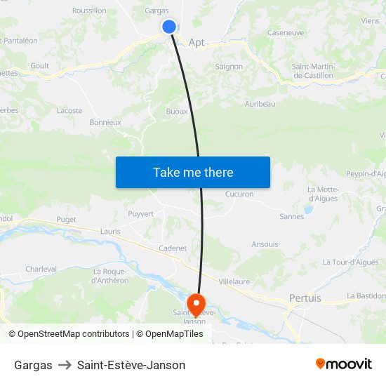 Gargas to Saint-Estève-Janson map