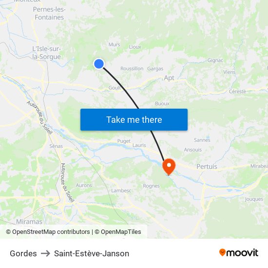 Gordes to Saint-Estève-Janson map