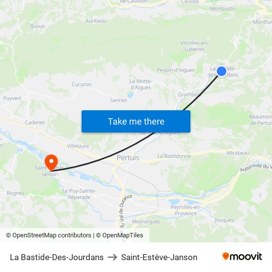 La Bastide-Des-Jourdans to Saint-Estève-Janson map