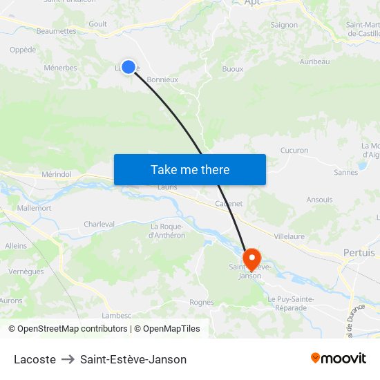 Lacoste to Saint-Estève-Janson map