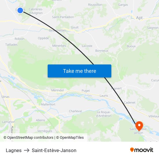 Lagnes to Saint-Estève-Janson map