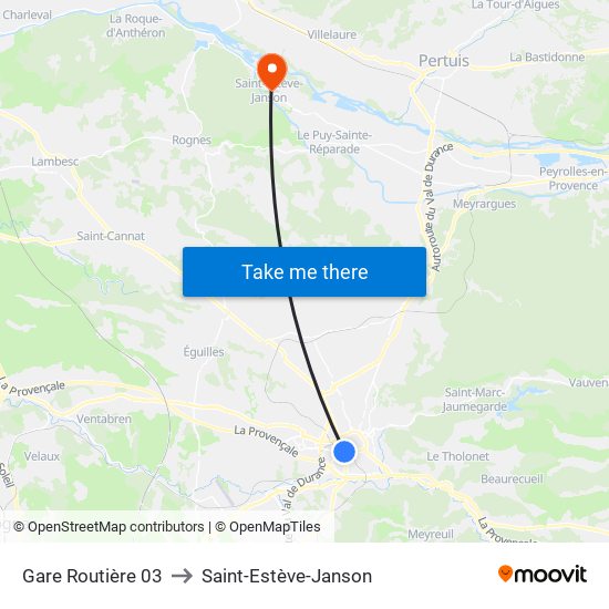 Gare Routière 03 to Saint-Estève-Janson map