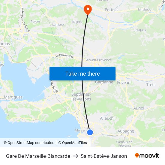 Gare De Marseille-Blancarde to Saint-Estève-Janson map