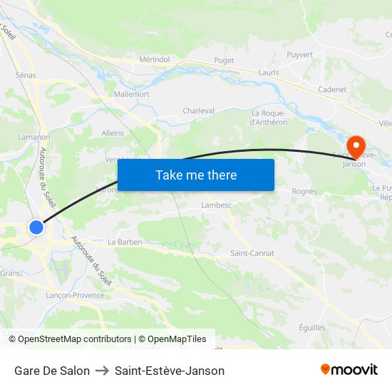 Gare De Salon to Saint-Estève-Janson map