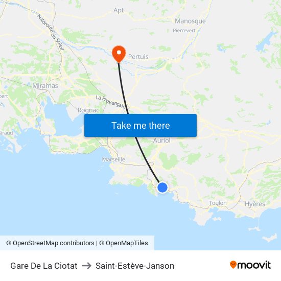 Gare De La Ciotat to Saint-Estève-Janson map