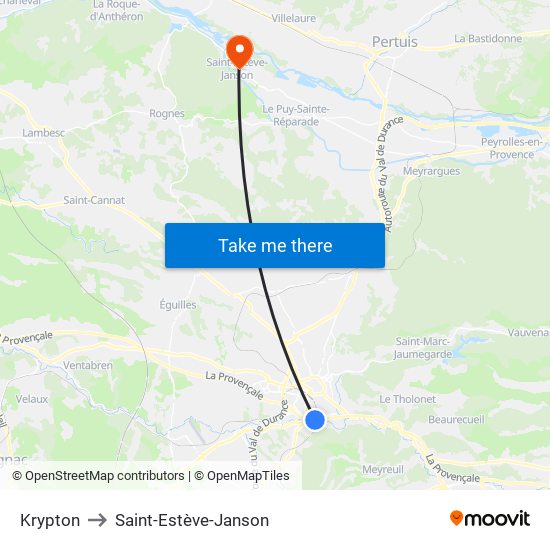 Krypton to Saint-Estève-Janson map