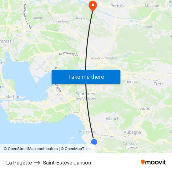 La Pugette to Saint-Estève-Janson map
